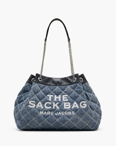 The Quilted Denim Large Chain Sack Bag