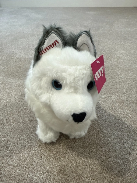 Ulfie - Very Fixed By Santa Husky Wolf Dog White Grey Soft Plush Toy 8” x 12”