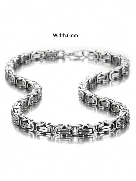 CVNANA 1pc Europese en Amerikaanse stijl hiphop vol strass rap ijs uit doorn en strass vergulde ketting voor mannen en vrouwen, punk vintage stijl armband en ketting, zilverkleurig verjaardagscadeau