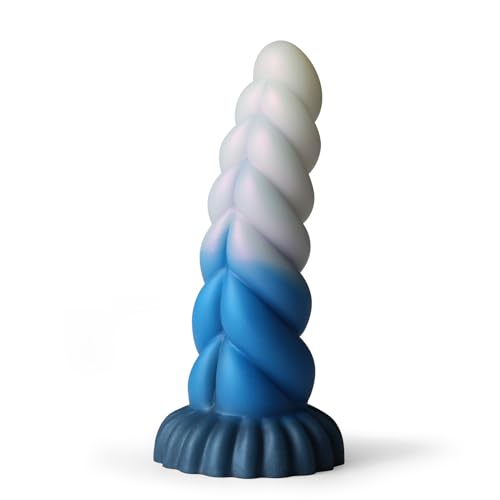 Monster Realistic Dildo for Women: 8.6" Liquid Silicone Fantasy Dildo with Strong Suction Cup, Huge Thick Dildo for Hands-Free Play, Anal Dildo Prostate Massager Adult Sex Toy - 8.6 in - White,blue&dark Blue