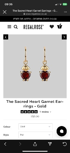Sacred Heart garnet earrings 