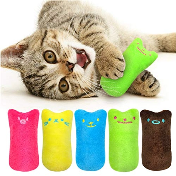 Legendog 5Pcs Bite Resistant Catnip Toys for Cats,Catnip Filled Cartoon Mice Cat Teething Chew Toy (Multicolored)
