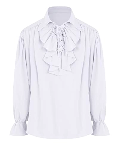 Bbalizko Mens Pirate Shirt Vampire Renaissance Victorian Steampunk Gothic Ruffled Medieval Halloween Costume Clothing