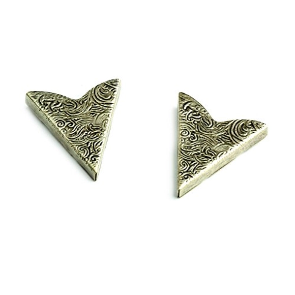 HHH Design Antique Silver Finish Fancy Scrolled Western Collar Tip, 32x35mm