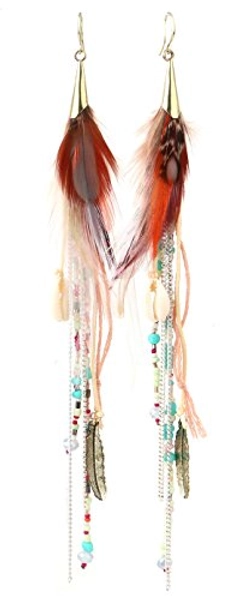 Badu Women Feather Earrings Long Tassel Bohemian Jewelry Wedding Accessories