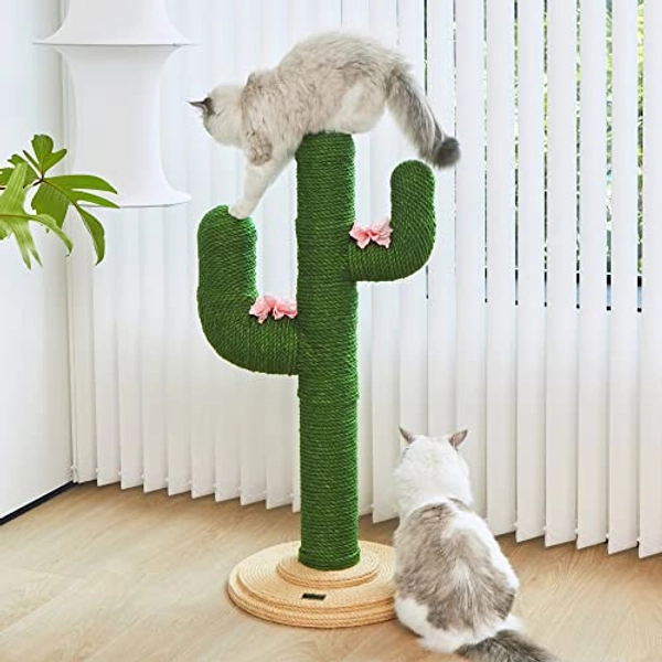 VETRESKA Cat Scratching Post for Indoor Cats - 41.3 Inches Cactus Cat Scratch Posts, Extra Large Sisal Cat Scratcher Heavy Duty Cat Scratch Tree for Cats Kitten in All Life Stages