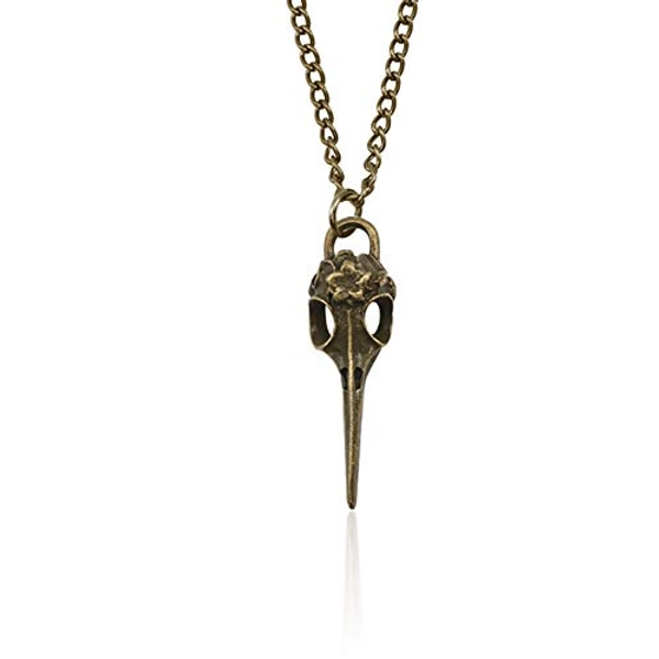 QIAN0813 Crow Raven Bird Skull Necklaces Pendant Charms Vintage Silver Statement Choker Necklaces Women Punk Jewelry