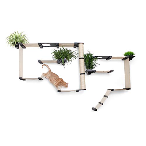 Catastrophic Creations Cat Condo, Garden-Like Cat Playground with Planter Shelves, Bamboo Construction, All Breed Sizes, English Chestnut Finish