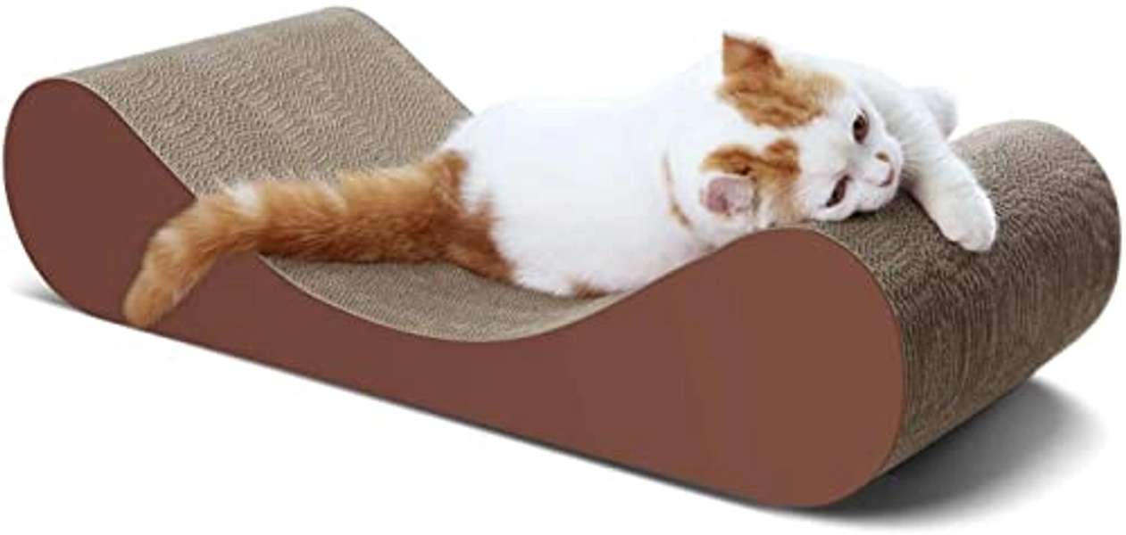 FluffyDream Bone Cat Scratcher Cardboard Lounge Bed, Cat Scratching Post, Durable Board Pads Prevents Furniture Damage