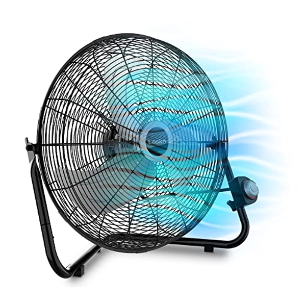 Lasko High Velocity Floor Fan with Wall mount Option, 3 Powerful Speeds, Pivoting Fan Head for Home, Garage, Attic, 20", Black, 2264QM