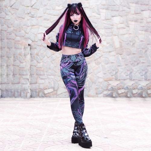 Cyber Crop Hoodie & High Waisted Leggings Set - Limited | M / S