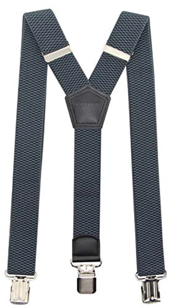 Timiot Premium Men's Y-Back Suspenders Stretch Perfect 1.5" Width for Work Style Formal Strong Heavy Duty Clips