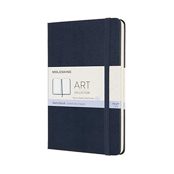 Moleskine Art Sketchbook, Hard Cover, Medium (4.5" x 7") Plain/Blank, Sapphire Blue, 88 Pages