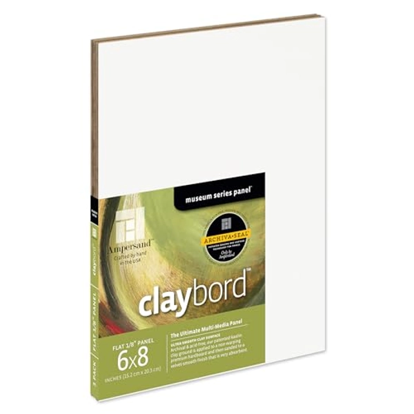 Ampersand Art Supply Wood Painting Panel: Museum Series Claybord, 6" x 8", 1/8" Flat Profile, 3 Pack