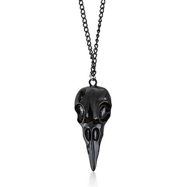 YOOESTORES82 Punk Metal Crow Skull Necklace. Hip Hop 3D Animal Bird Skull Pendant Necklace, Men Women Vintage Gothic Halloween Jewelry