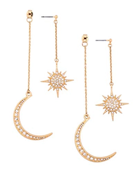 Dainty Long Dangle Earrings for Women Girls, Fashion Jewellry, Cute Gold Silver dangly, Upgrade Moon Stars Sun Earring