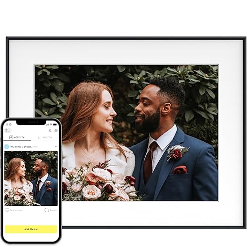 Aura Walden 15" WiFi Digital Picture Frame | Wirecutter's Best Digital Frame for Gifting | Send Photos from Your Phone | Quick, Easy Setup in Aura App | Free Unlimited Storage | Ink with White Mat - Ink Black with White Mat - 15"