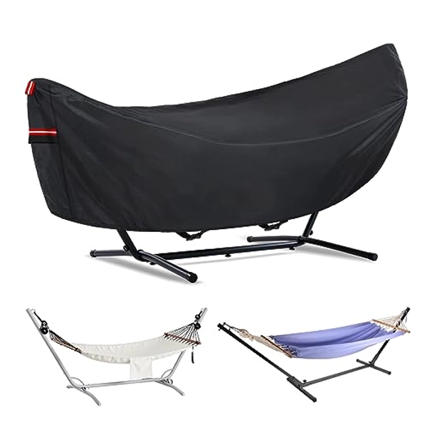Waterproof 11-12 FT Hammock Cover, 210T Sun Rain UV Dust Snow Protection Outdoor Hammock Covers with Windproof Straps & Soft Cotton Lining for Hammock with 55 inch Spreader Bars