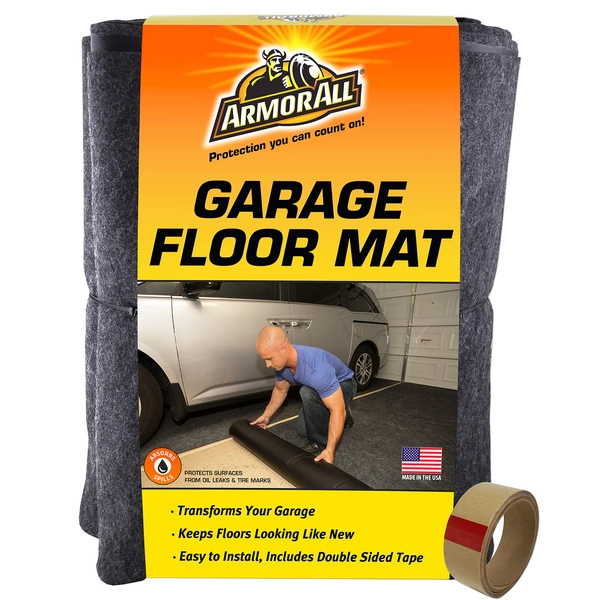Armor All Original Garage Floor Mat, (17' x 7'4"), (Includes Double Sided Tape), Protects Surfaces, Transforms Garage - Absorbent/Waterproof/Durable (USA Made) (Charcoal)