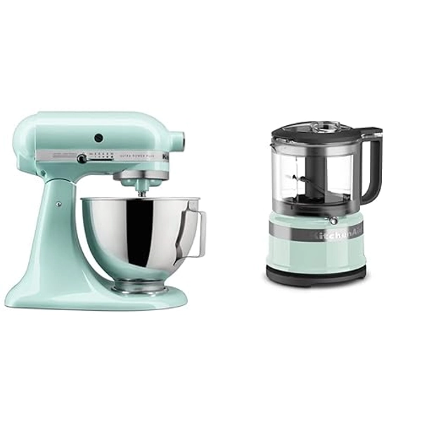 KitchenAid Ultra Power Plus Series 4.5-Quart Tilt-Head Stand Mixer + KitchenAid KFC3516IC 3.5 Cup Mini Food Processor, Ice Blue