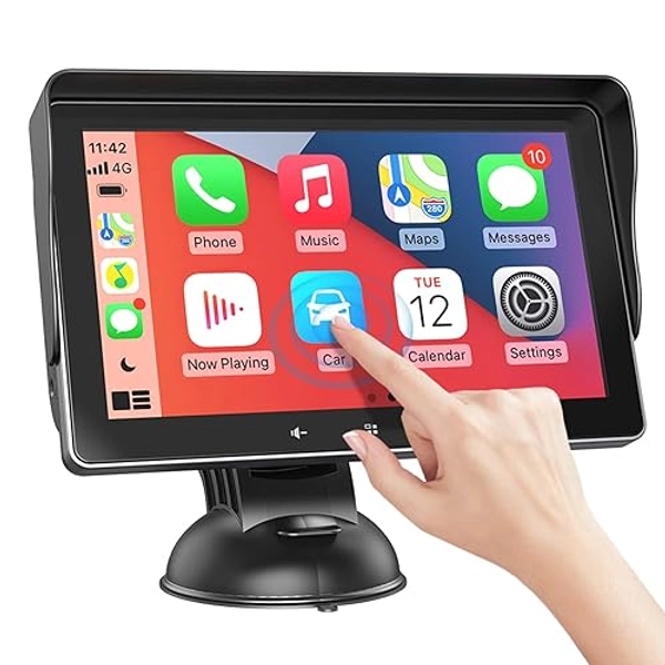 7" HD Double Din Car Stereo,Portable Wireless Touch Screen Apple CarPlay and Android Auto Automatic Multimedia Player,Car Stereo with Mirror Link/USB/AUX/Siri/5.1Bluetooth/Navigation Screen