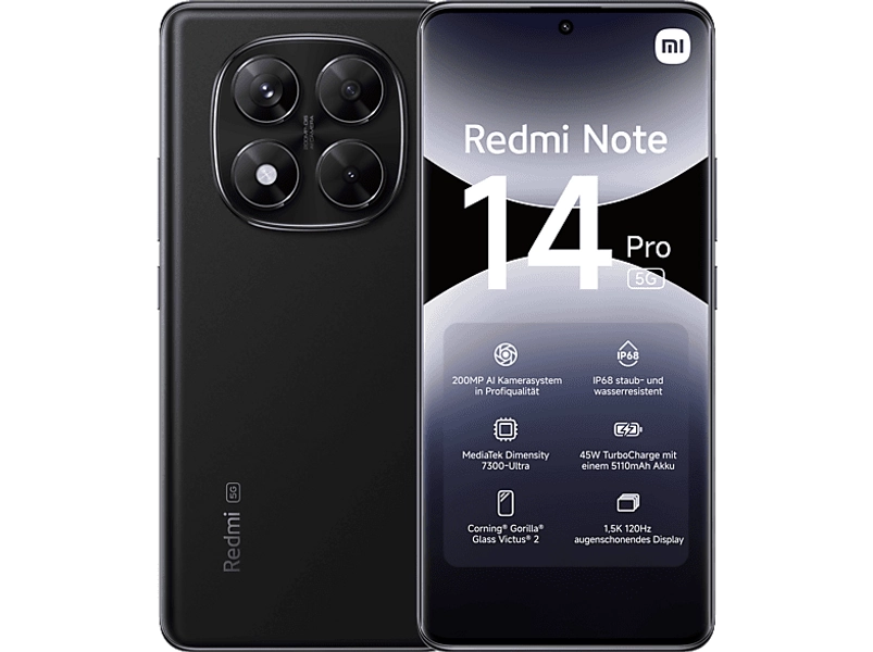 XIAOMI Redmi Note 14 Pro 5G 256 GB Midnight black Dual SIM