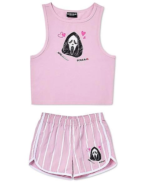 Pink Ghost Face Tank Top and Shorts Set - Scream
