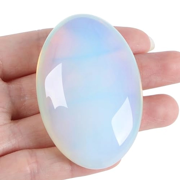 XIANNVXI 2.4" Large Opal Crystal Stone Healing Crystal Polished Opal Gemstone 0.7" Thick Palm Worry Crystal for Reiki Stress Relief Meditation Accessories 1PC