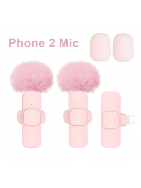 lewinner Lewinner New Professional 2.4G Wireless Lavalier Microphone System For IPhone, IPad, Android And Laptops, Mini Pink Lapel Microphone, Noise Reduction, Long Working Time, Suitable For Live Streaming, Interviews, Video Recording, And Online Teaching