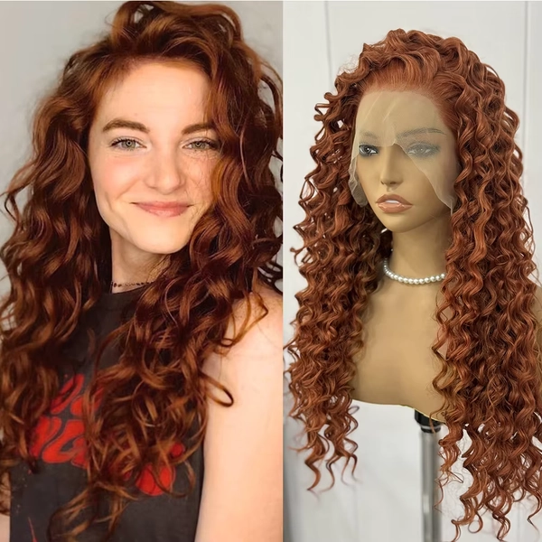 Ginger Long Deep Curly Lace Wig Synthetic Lace Front Wigs For Women Heat Resistant Friendly Cosplay Wig Orange Lace Hair Natural - AliExpress 
