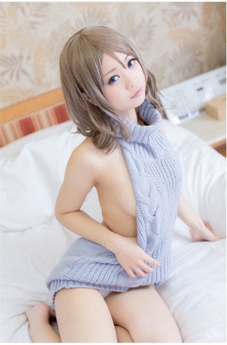 Turtleneck Virgin Killer Sweater - Light Blue