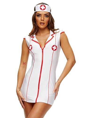 Ann Summers Hospital Nurse Costume Women - Nurses Uniform Dress - Nurse Outfits for Women - Halloween Costume Nurses Outfit Fancy Dress - Nurse Dress & Nurse Hat - Clothing Nurse Costume - XL - White