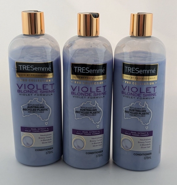 3 x Tresemme Conditioner Violet Blonde Shine Neutralises Brassy Tones 675ml NEW