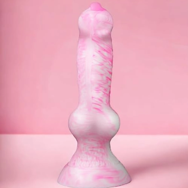7"Beginner Dog Knot Small Dildo,Realistic Silicone Animal Dildo With Strong Suction Cup, Fantasy Monster Colorful Creature Thin Pink Dildos, Wolf Penis Anal Plug Sex Toy For Women Men Couple Play Game
