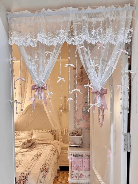 1 pieza/5 piezas Cortina con lazo rosa de 23-39 pulgadas, diseñada para decorar lindas habitaciones de niñas durante la temporada de bodas, hecha a mano, adecuada para decoración del hogar, chimeneas, dormitorios, salas de estar, decoración central, oficinas, decoración de habitaciones