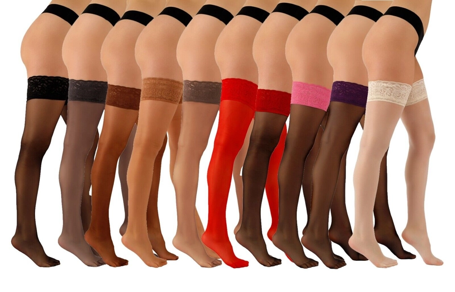 Aurellie Sheer Hold-Up Stockings Lace Top with Silicone 20 Denier XS - 4XL