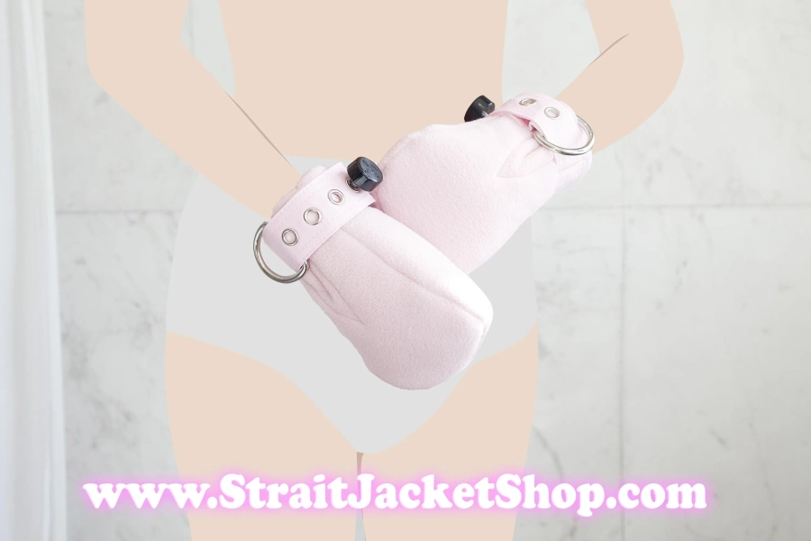 Pink Soft Polar Fleece Safety Mittens with Segufix Locks - Soft Padded Mittens For Pupil / ABDL Adult Baby Diaper Lover Bondage Mature