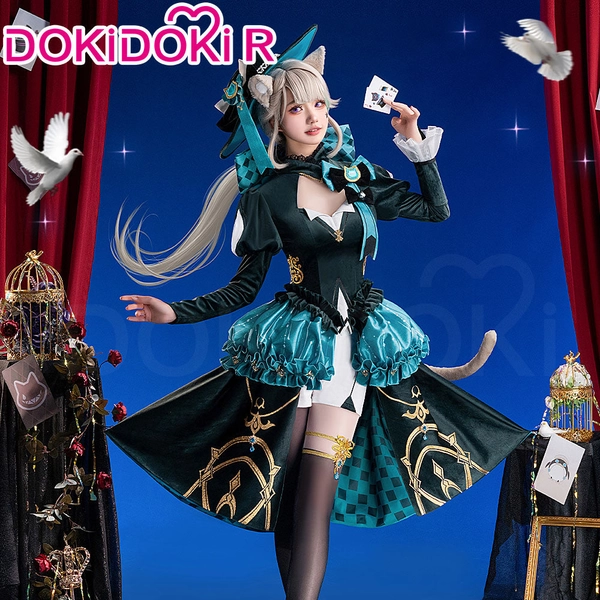 【In Stock】DokiDoki-R Game Genshin Impact Cosplay Lynette Costume Magic Night Doujin Dress