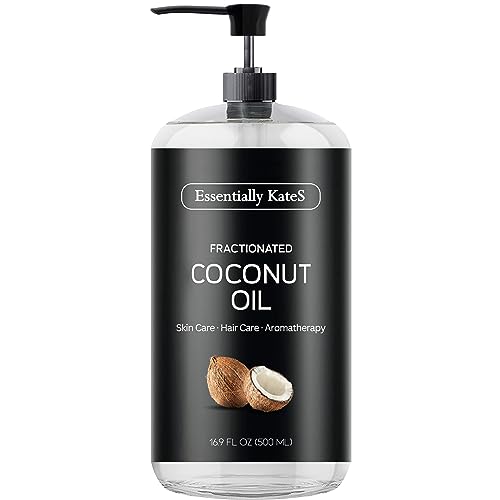 Essentially KateS Fractionated Coconut Oil 16.9 Fl Oz (500ML) - Skin Care, Hair Care, Aromatherapy Massage Oil - 16.9 Fl Oz (Pack of 1)