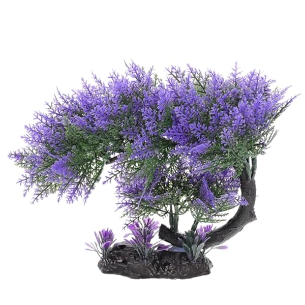 Ipetboom 1PC Aquarium Plants Fish Tank Decoration Artificial Fish Tank Decorations for Household and Office Aquarium Simulation Fish Tank Accessories Aquarium Ornament Fake Purple Bonsai