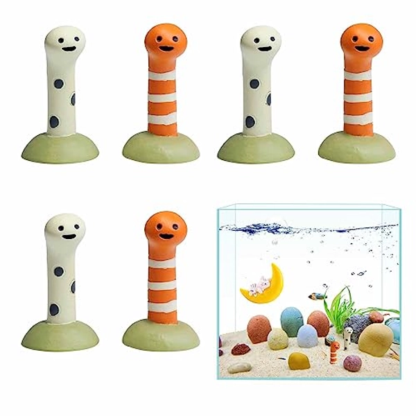 Auswalar 6 PCS Fish Tank Accessories,Mini Aquarium Ornaments Cute Fish Tank Ornaments Fish Eel Model Decorations Fish Tank Accessories