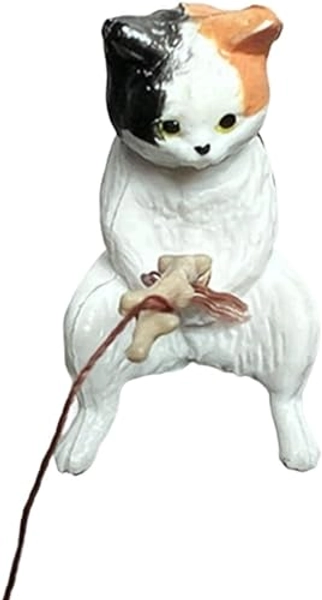 Resin Fish Tank Decorations Landscape Scenes Cute Fishing Cat Statue Figurines Ornament Aquarium Decor Miniature Animal Toys Aquarium Décor Thematic Ornaments