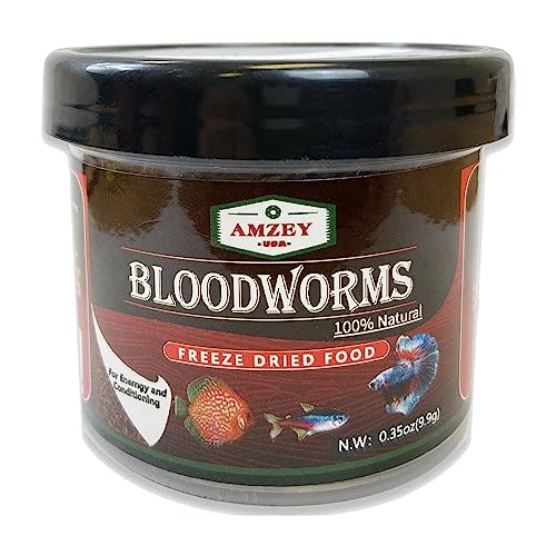 Blood Worms 0.5 oz -100% Natural Freeze Dried Blood Worms - Aquarium High Protein Food for Betta Fish, Goldfish, Cichlid, Guppy, Discus, Turtle - 0.35OZ