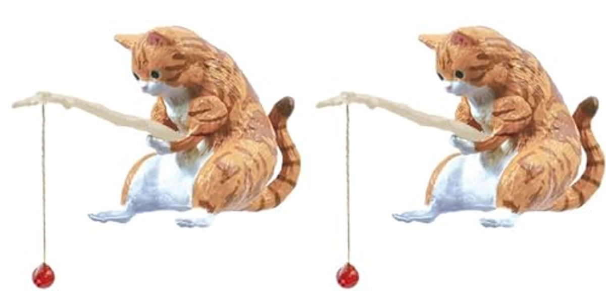 2pcs Kawaii Resin Cat Ornaments,Miniature Animal Model Creative Decoration,Aquarium Ornament,Vivid Shape DIY Aquarium Cat Fishing Ornament,Home Resin Small Ornaments Gift Ornaments
