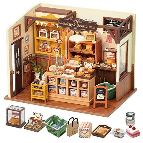 Rolife DIY Miniature Doll House Kit, Build Becka's Bakery Diorama House Building Set with LED Room Hobby Craft for Aduls Uniue Gifts for Teens - Becka's Baking House