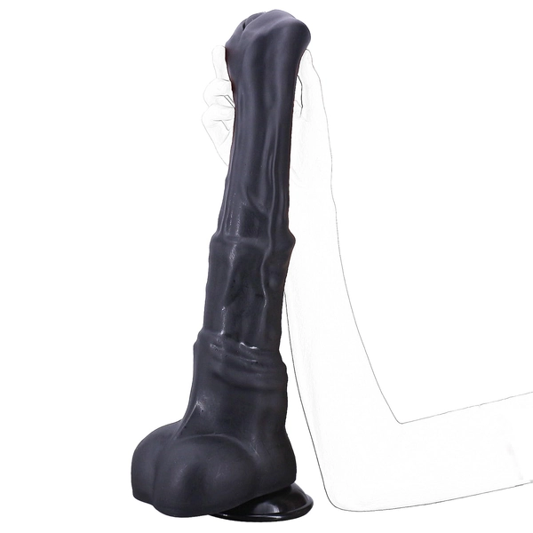 Horse Dildo, Realistic Black Animal Dildos 16.5 inch Huge Thick Thrusting Dildo Sex Toy with Suction Cup Adult Toy for Men and Women Sex Pleasure(Black)