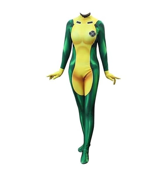 Axvinel Superhero Rogue Cosplay Costume Womens Full Set Bodysuit Zentai Jumpsuit