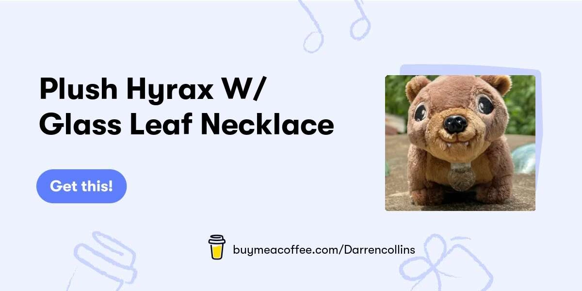 Plush Hyrax W/ Glass Leaf Necklace