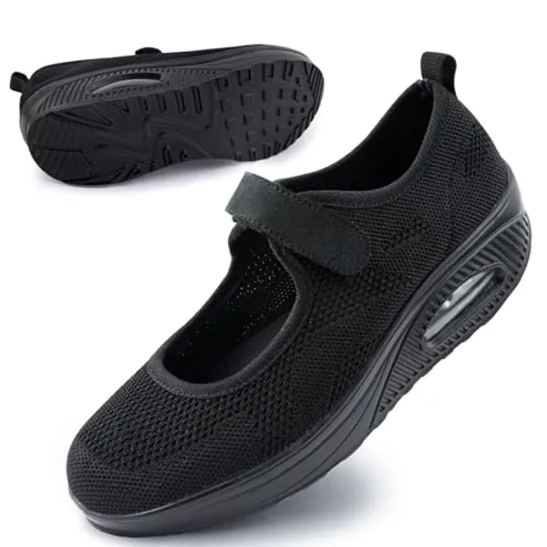 Women's Comfortable Working Nurse Shoes Non-Slip Adjustable Breathable Walking Buffer Fitness Casual Nursing Orthotic Lightweight Shoes Arthritis, Diabetes Heel Pain