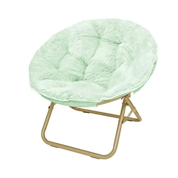 
                            Urban Shop Faux Fur Saucer Chair with Metal Frame, One Size, Mint
                        